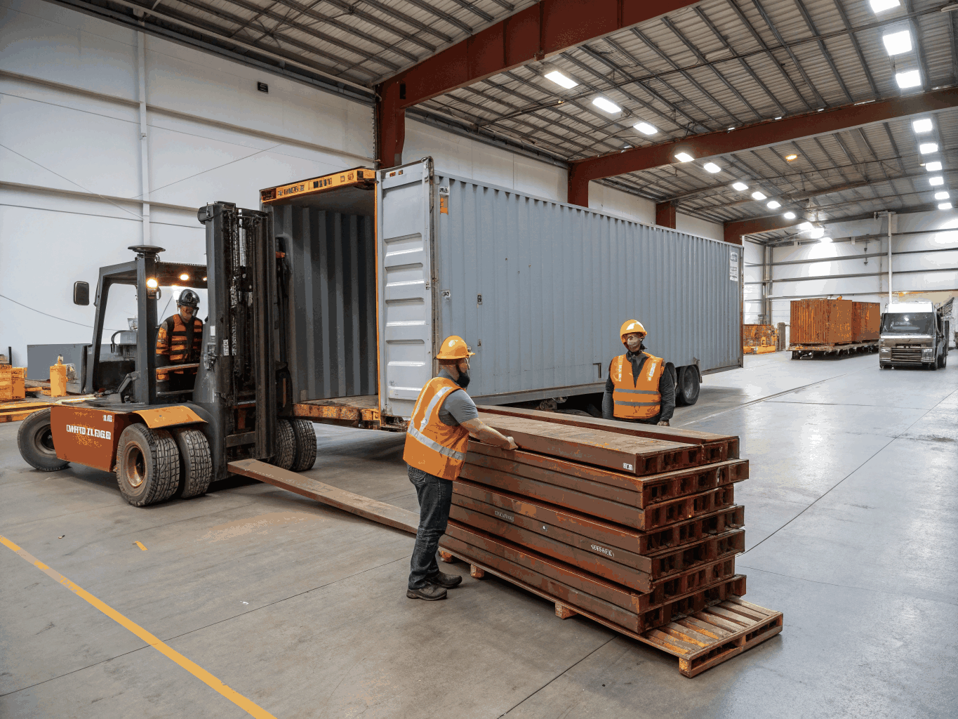 ISO container freight terminal and palletized export goods inspection